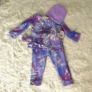 ***NWT Tie-Dye Sparkle Unicorn outfit w/bow and hat***